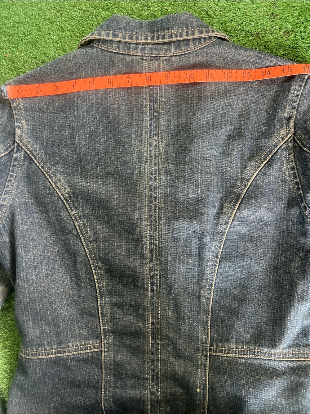 French Cuff Dark Blue Denim Tailored Jacket - Picture 9 of 10